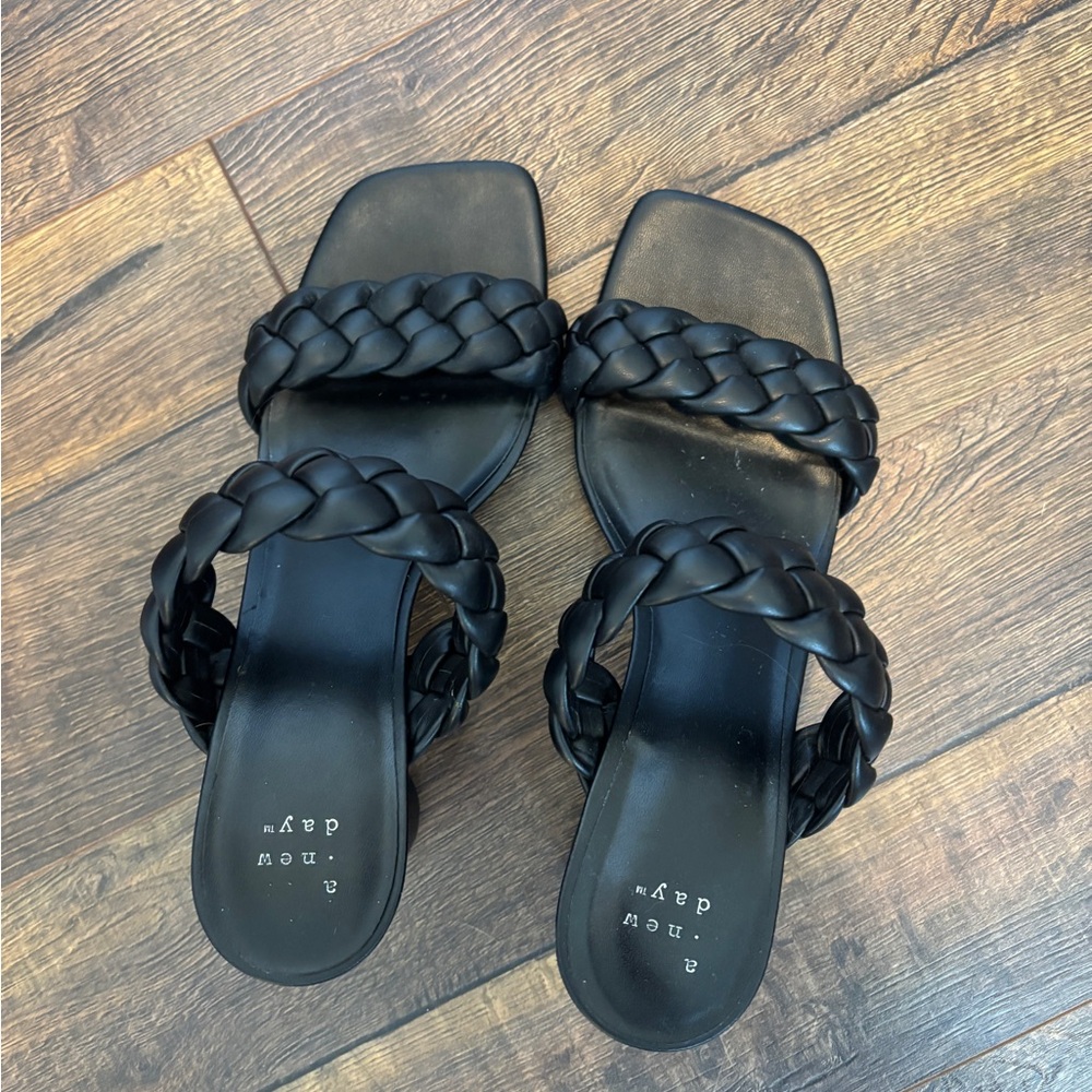 a new day Black Braided Sandals